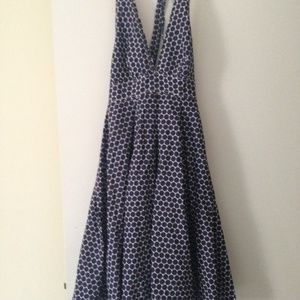 J. Crew Navy and White Polka Dot Dress